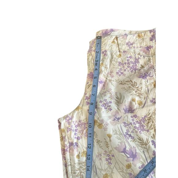 Old Navy Purple Floral Office Work Straight Leg Pixie Dress Pants Size 4 Tall - Picture 11 of 13